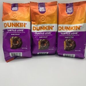 Dunkin' Turtle Love Dark Roast Coffee Lot of 3 SEALED (7 oz) pkgs.